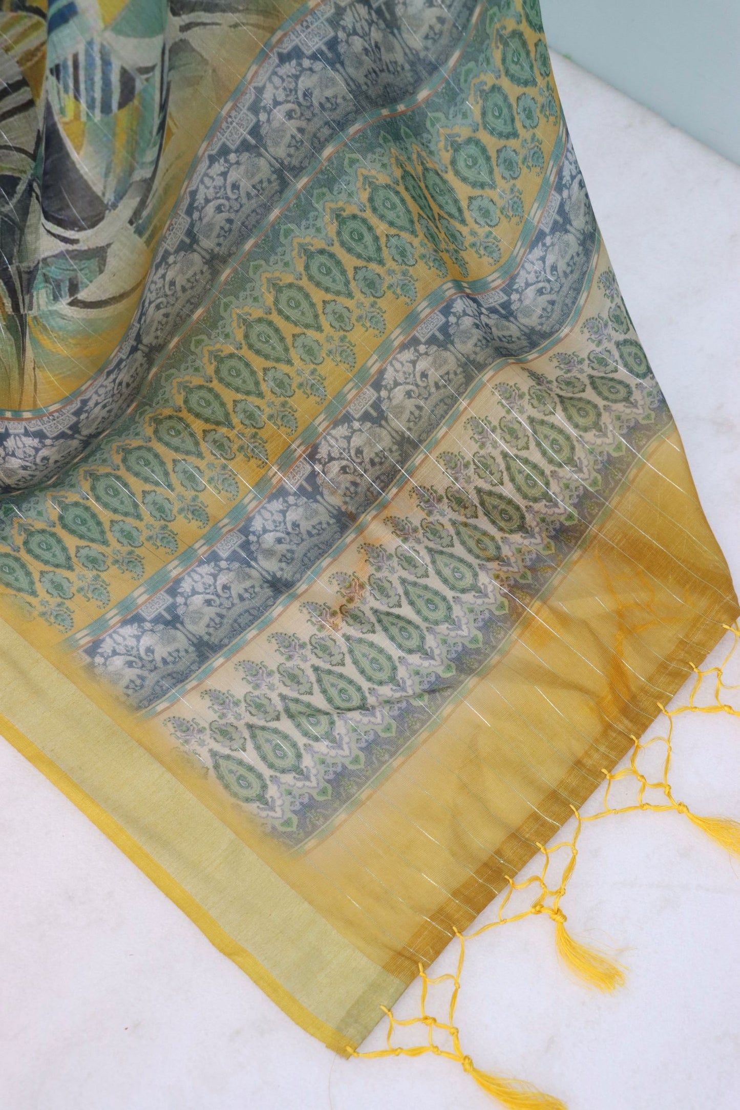 Soft Beige Linen Saree for Daily Wear with Simple Border