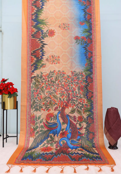 Elegant Mysore silk saree in teal blue with peacock jari border