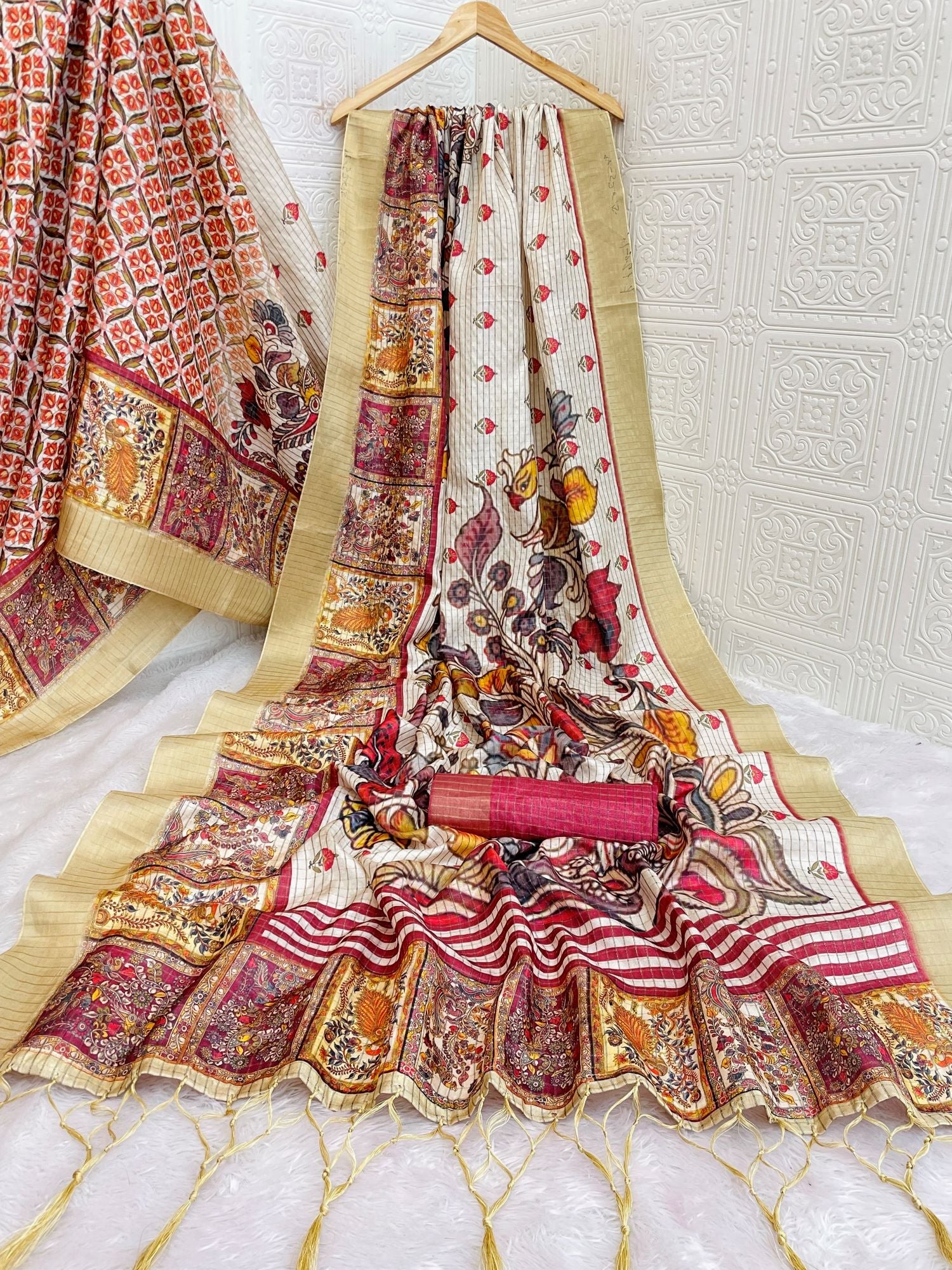 Elegant Beige Mysore Silk Saree with Pure Zari Checks and Temple Border Design
