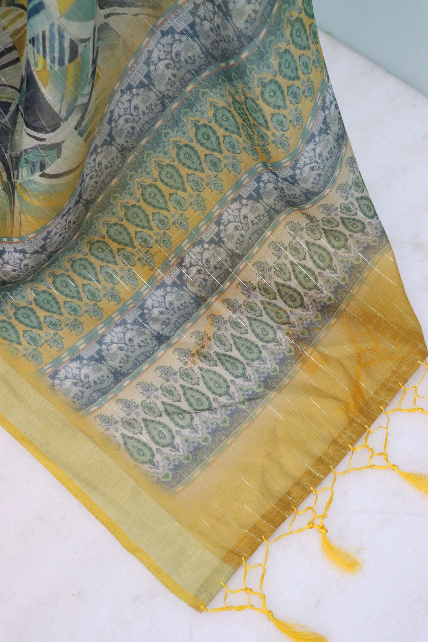Soft Beige Linen Saree for Daily Wear with Simple Border