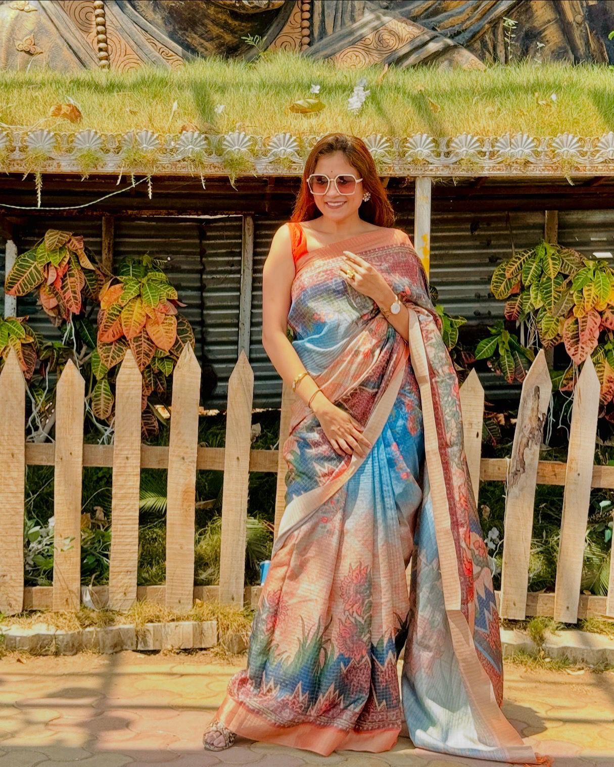 Elegant Mysore silk saree in teal blue with peacock jari border